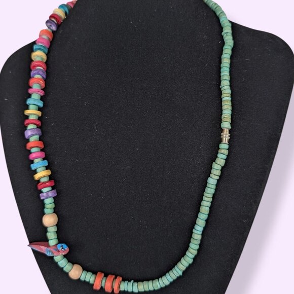 (2/$20) V. Colourful Wood Beaded Parrot Necklace - Picture 4 of 5